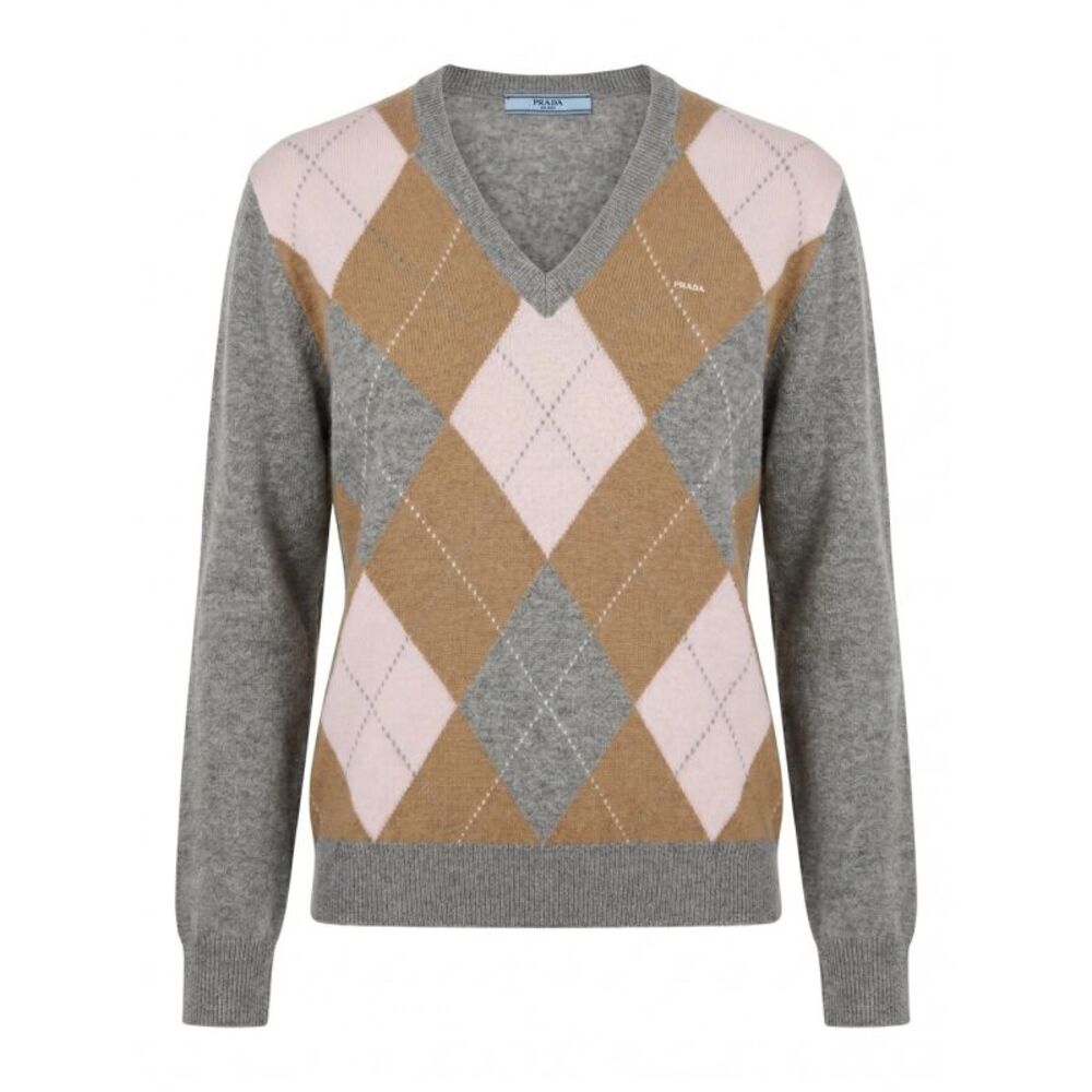 Prada Women Cashmere Argyle Sweater